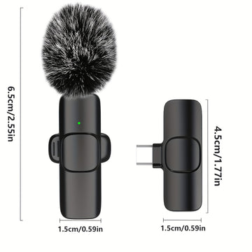 HOOSHU Micrófono inalámbrico de collar para iPhone y otros dispositivos Android, paquete de 2 unidades