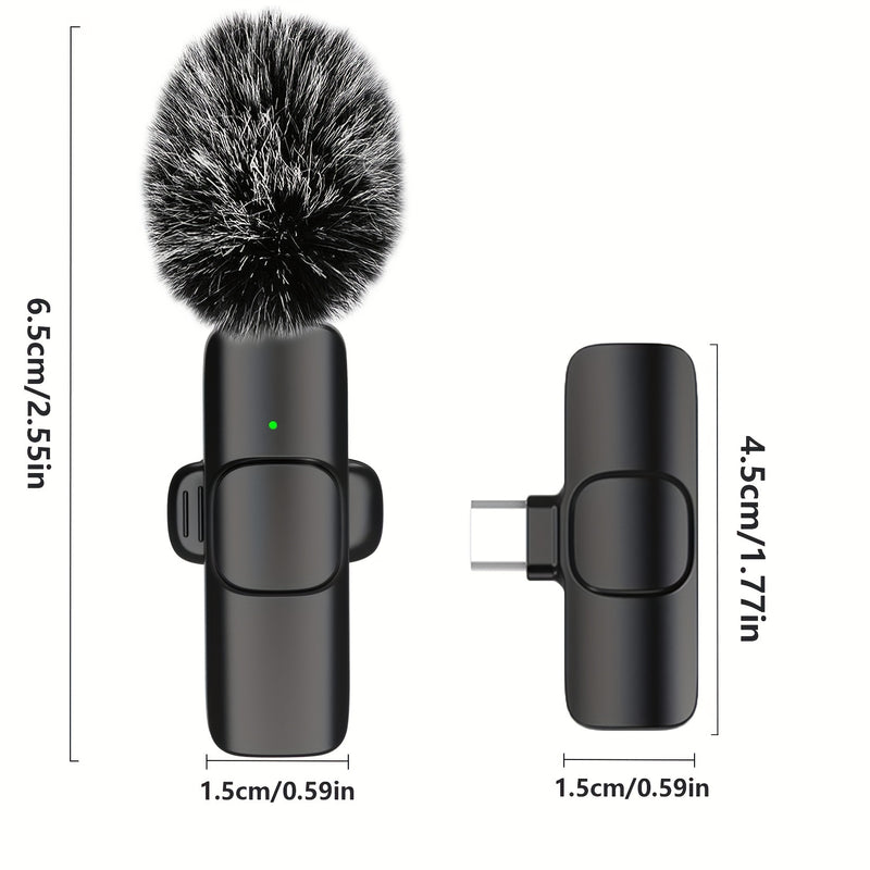HOOSHU Micrófono inalámbrico de collar para iPhone y otros dispositivos Android, paquete de 2 unidades