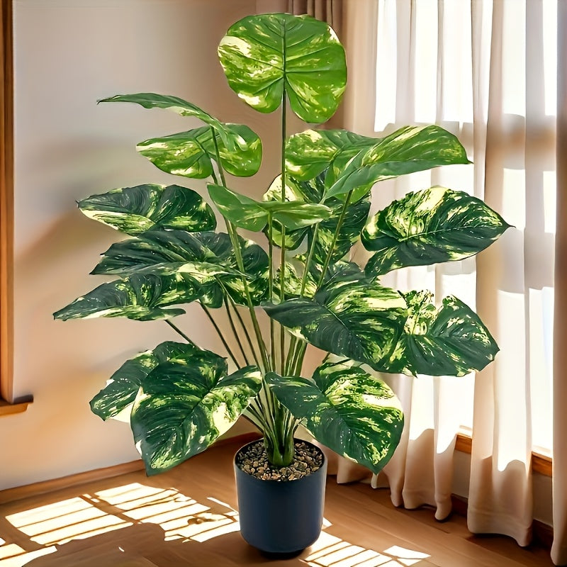 Planta artificial de monstera grande, verde frondoso, plástico duradero, perfecta para decoración de hogar y oficina, ideal para bodas y decoración navideña, versátil para interiores, decoración de oficina | Planta verde frondosa | Planta artificial