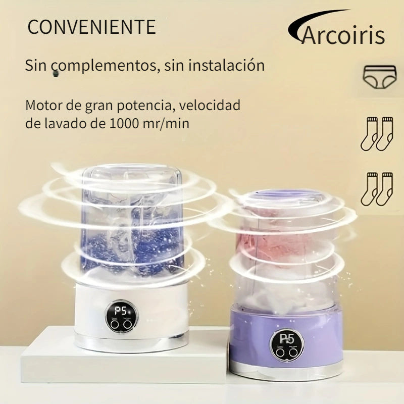 Mini lavadora portátil de calcetines y ropa interior recargable USB, sin necesidad de montaje, ideal para viajes, hogar o autocaravanas, diseño resistente y duradero, limpieza suave y no destructiva