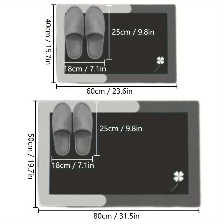 Alfombra de baño de felpa y franela geométrica - Ultra absorbente, antideslizante, secado rápido con respaldo de PVC, liviana y lavable a máquina, ideal para decoración de baño y entrada