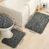 Juego de 3 piezas de alfombras de baño de espuma de memoria de lujo, con forro de lana de coral, antideslizantes, secado rápido, absorbentes de agua, con cubierta de piso de baño y tapa de inodoro, para decoración de baño.