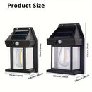 1 pieza de luz para pared exterior, 2 tamaños disponibles, luz solar para patio, luz de pared con sensor de movimiento, tres modos de iluminación, material ABS, luz para exteriores sin necesidad de cableado, adecuada para porche, patio y jardinería
