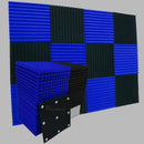 52 piezas de paneles de espuma acústica de alta densidad - 30,48 cm x 30,48 cm x 2,54 cm Negro y Azul, adhesivo Nanoglue para estudio y teatro en casa insonorización, materiales de insonorización | paneles de espuma decorativos | paneles de instalación f