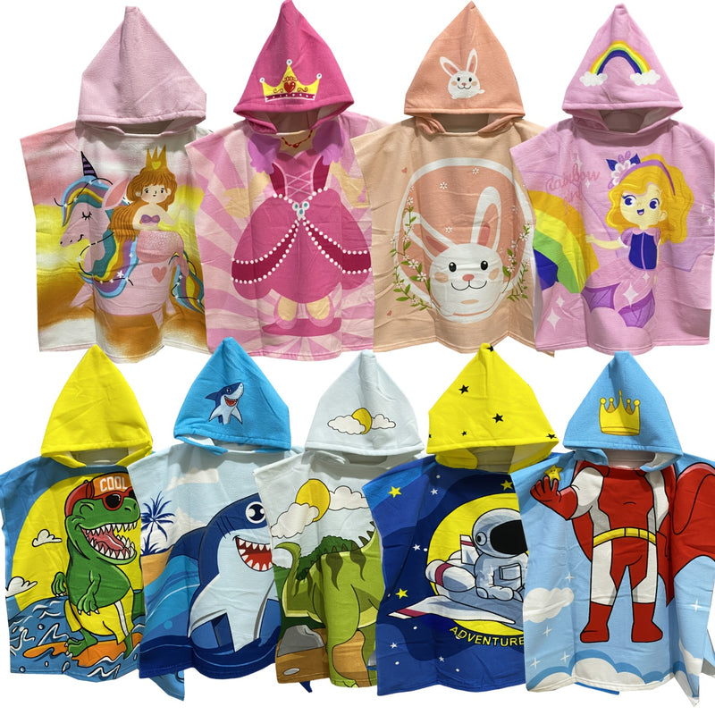 Toalla de baño infantil con diseño de caricaturas, ideal para playa y piscina
