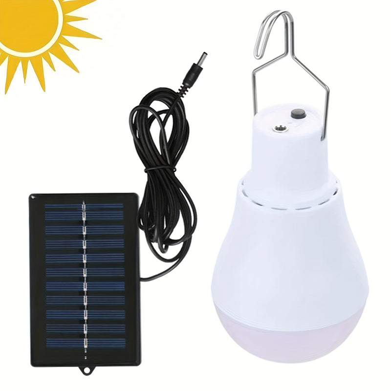 Bombilla LED Externa con Energía Solar y Panel Solar - Recargable, Eficiente en Energía, Lámpara Colgante para Jardín y Camping