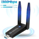 Adaptador WiFi USB AC1300Mbps de doble banda - Antena de alta ganancia de 5Dbi, Plug and Play, Compatible con Windows/Mac, Soporta redes 2.4G/5G, Control de aplicaciones, Modo de alimentación USB, Tensión de funcionamiento ≤36V, Conexión inalámbrica 2.4G