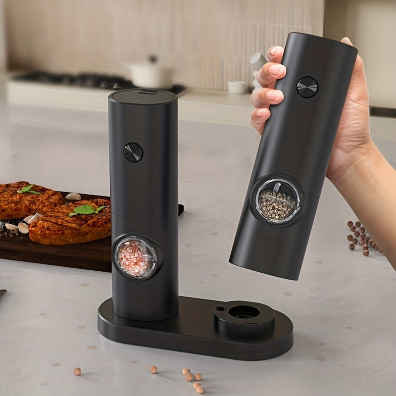 1pc/2pcs Molinillo Eléctrico de Detección Inteligente, Molinillo Eléctrico de Sal y Pimienta, Molinillo Automático de Pimienta Negra, Molinillo de Pimienta Blanca, Conveniente, Duradero y de Alta Apariencia, Adecuado para Cocina Doméstica, Fiestas y Cena