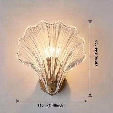 1 pieza de luz de pared de cristal moderno, con concha de vidrio, adecuada para dormitorio, sala de estar, comedor (base de bombilla E14, excluyendo bombilla)
