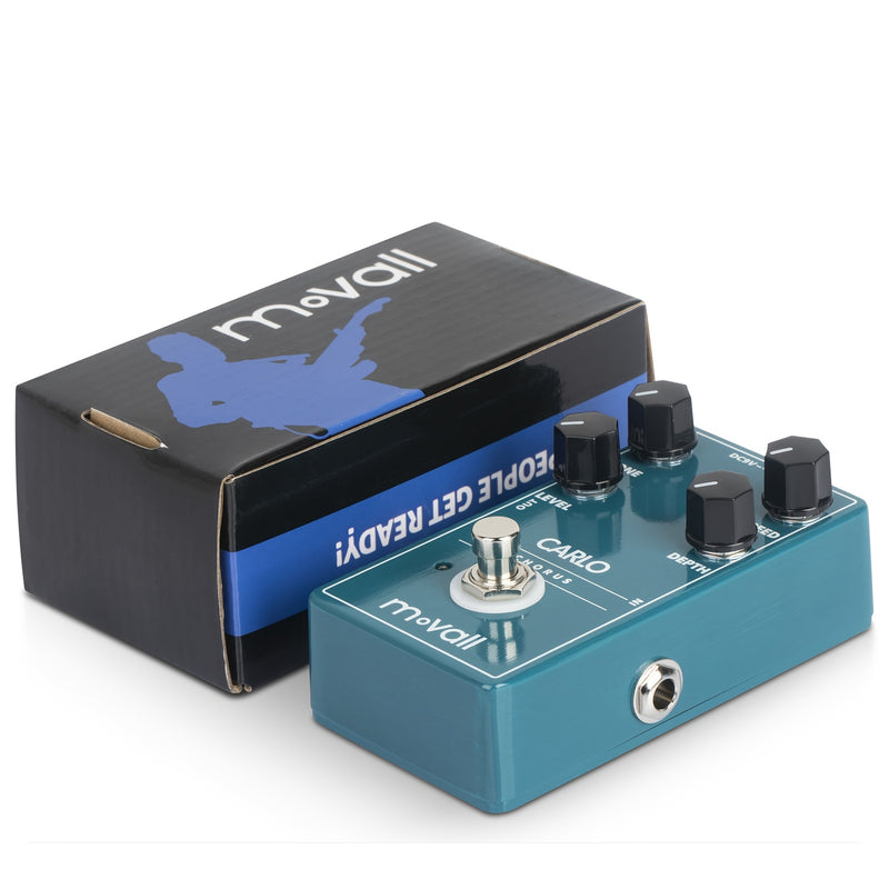 MOVALL MP112 Carlo Chorus Pedal de Efectos para Guitarra Analógica - Aleación de Aluminio, Diseño Azul y Blanco, Control de Manivela, No Requiere Batería, Ideal para Actuaciones en Vivo y Sesiones de Grabación, Accesorio para Actuaciones en Vivo | Pedal