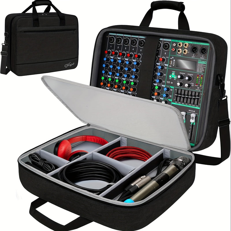 Bolsa para Mezclador DJ (Tamaño: 15.5" x 13" x 6"), Bolsa de Gran Capacidad con Relleno de 10mm, Ideal para Equipos de Grabación, Cables y Accesorios, Negra