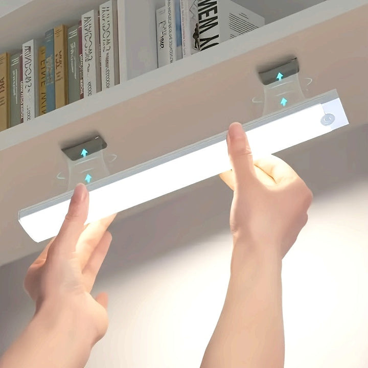 Luz LED con sensor de movimiento recargable con montaje magnético - Brillo ajustable para dormitorios, armarios y más, alimentada por USB, acabado pulido, control de botón, fijo desmontable, iluminación de cabecera, fijo de luz elegante, plástico durader