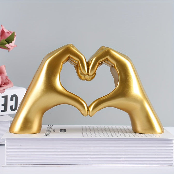 [Corazón de Resina Escultura de Dedo] Escultura de Dedo en Forma de Corazón de Resina - Estatua de Gesto de Amor Encantador para Decoración del Hogar y Oficina - Perfecto para Estantes, Mesas de Café y Libreros