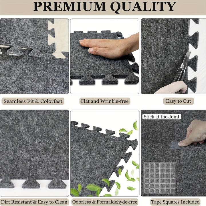 Conjunto de batería de alta calidad 2/4 de alta densidad Alfombra de espuma antirruido interbloqueable - Gruesa, Antideslizante y Absorbente de choques - Gris