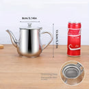 Tetera de acero inoxidable con filtro removible, botella multifuncional para aceite, forma ovalada, libre de BPA, lavable a máquina, 1 unidad