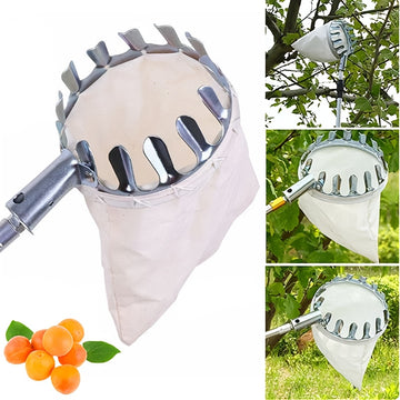 Varita de recolección de frutas con mango telescópico - Metal y tela, no necesita electricidad, perfecta para alcanzar ramas altas, herramienta de recolección de frutas | Varita con mango telescópico | Mango metálico duradero, recolección de frutas