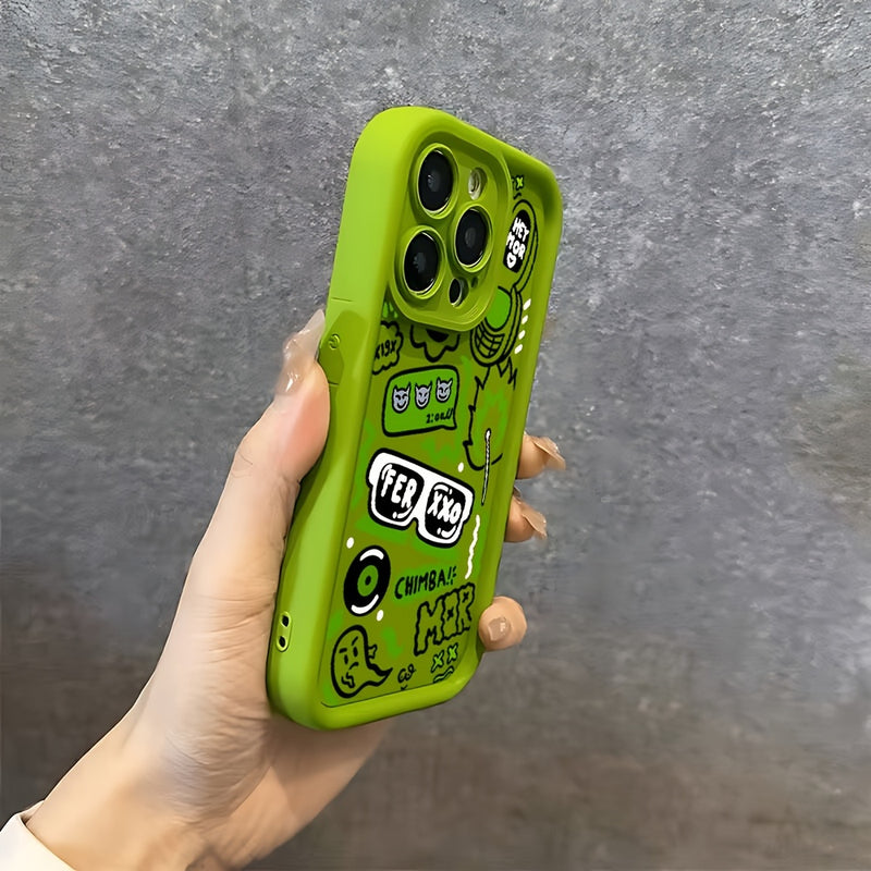 1 Funda de Teléfono Creativa con Patrón en Verde Bambú para iPhone 11, 12, 13, 14, 15, 16, iPhone 16, 15, 14, 13, 12, 11 Pro Max, XS, XR, X, 7, 8 Plus, SE, 13 Mini. Regalo Perfecto de Navidad y Halloween para Novia, Novio o Amigos