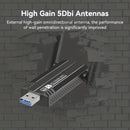 Adaptador de Red Inalámbrica USB 3.0 Dual-Band, Tarjeta WiFi para PC con Antena Integrada de Alta Ganancia de 1300Mbps – Plug & Play en Windows 10/11, ¡Activa Instantáneamente la Función WiFi y Punto Acceso Móvil!