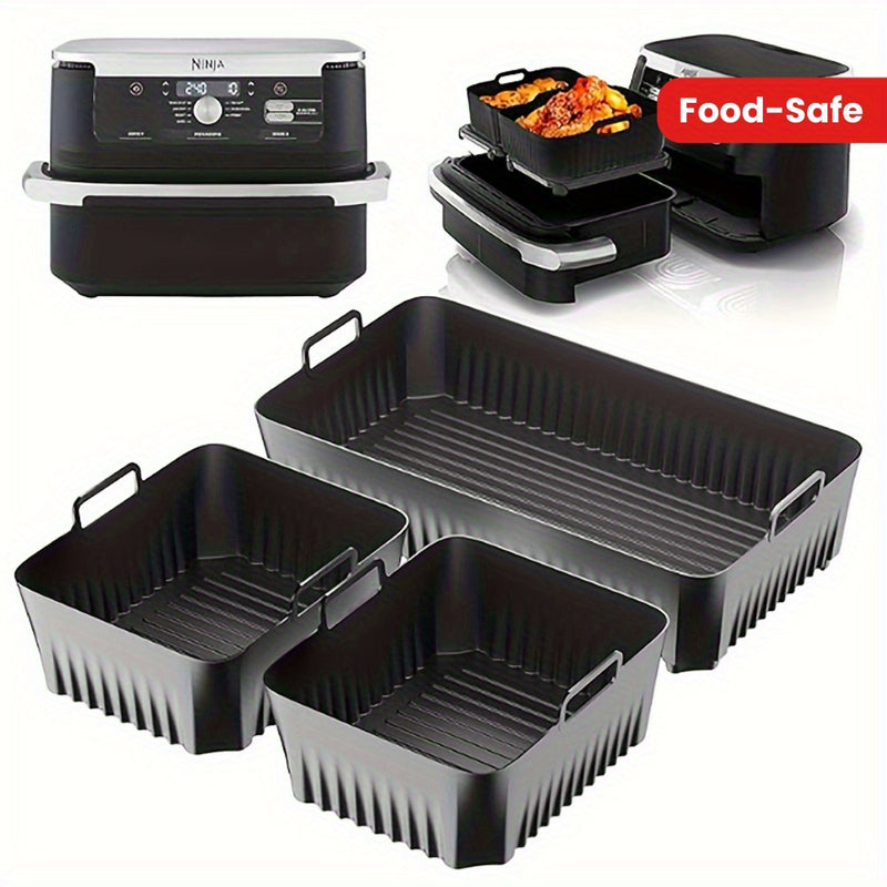 3 piezas de fundas de silicona antiadherentes para freidor de aire, compatibles con AF500UK, fáciles de limpiar, reutilizables, seguras para alimentos, accesorio de cocina.