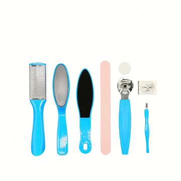 Juego Profesional de Pedicura 8 en 1, Kit para Cuidado de Pies con Acero Inoxidable, Eliminador de Callosidades y Espuma Beige
