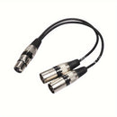 Adaptador de Cable XLR de Aleación de Zinc de 11.81" de 1 a 2 con Tres Núcleos, Cable de Conexión XLR Macho y Hembra, Cable Divisor XLR Adecuado para Consolas de Mezcla, Micrófonos, Altavoces, Amplificadores, Controladores de Luz de Escenario