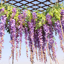 18 piezas de enredaderas artificiales de glicina, 109.98 cm de largo, flores colgantes de plástico moradas y verdes para decoración de jardín, bodas y fiestas, resistentes a la intemperie, sin necesidad de mantenimiento, decoración para eventos