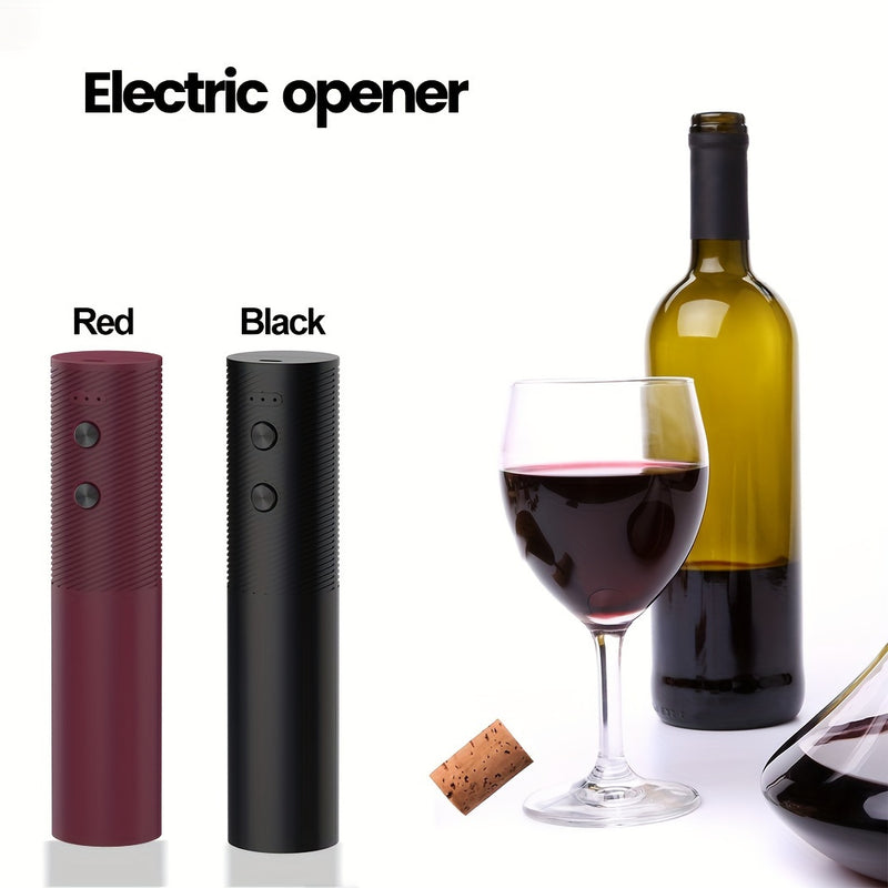 Destapador de vino eléctrico inalámbrico, abrebotellas automático con carga USB tipo C, ideal para hogar, cocina, fiestas, bares o restaurantes (negro y rojo)