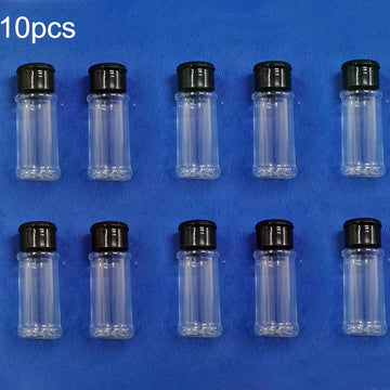 Juego de 10 Tarros de Especias Libres de BPA con Tapas Agitadoras - Contenedores de Plástico Duraderos para Condimentos y Sazonadores para BBQ, Camping, Picnics y Organización de Cocina, Tapas para Verter, Almacenamiento