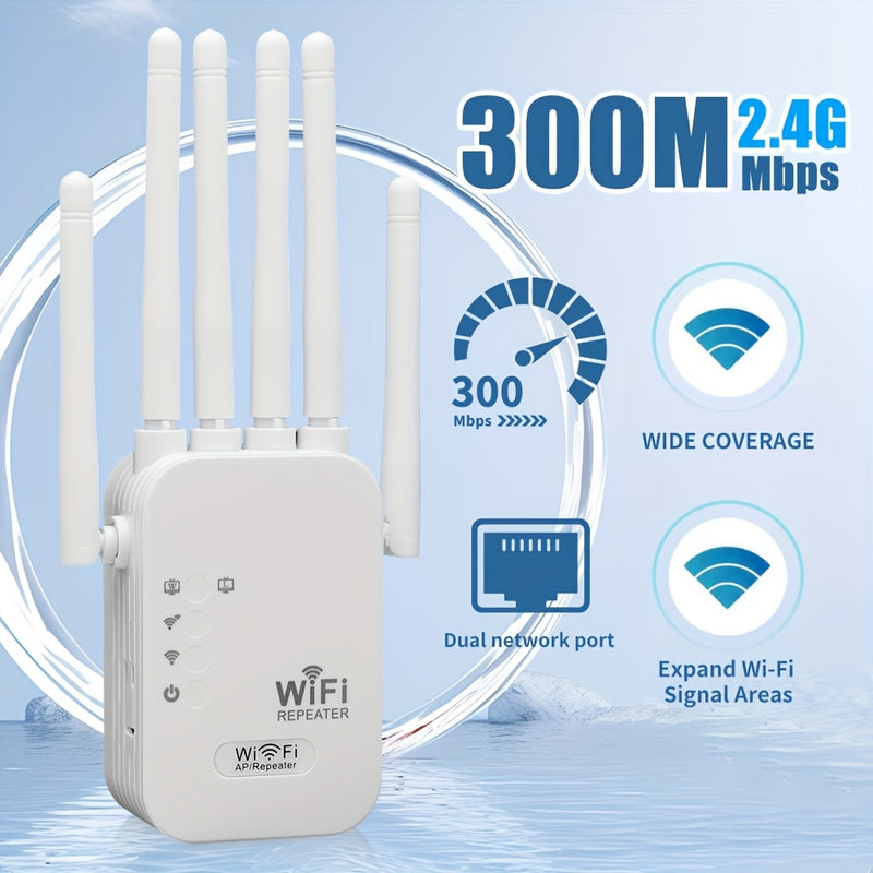 Amplificador de señal Wi-Fi MOMOTOR 2.4GHz, extensor de red WiFi con soporte para WIFI6, alcance de 300m, fácil instalación, enchufe para EE.UU. 110-130V, cobertura para toda la casa