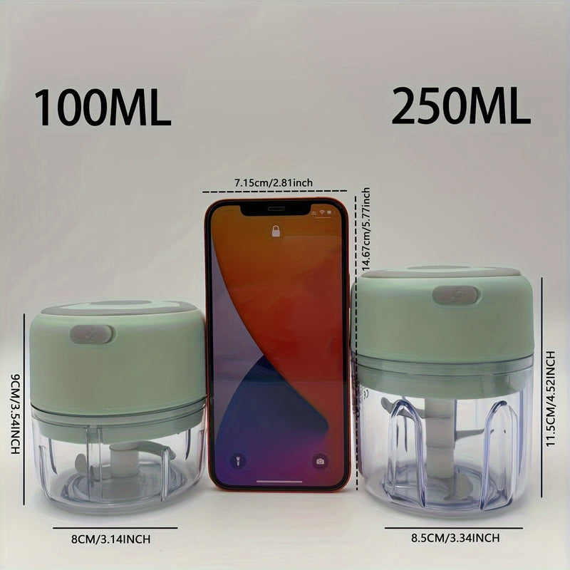 Picadora eléctrica de verduras recargable por USB – Potente procesador de alimentos mini para jengibre, chile, frutas, carne – Capacidad de 250 ml, diseño inalámbrico, plástico duradero, fácil de limpiar, perfecto para batidos y picar ingredientes, batid