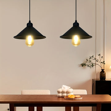2 piezas de lámparas colgantes industriales retro E27 negras, base de metal esmerilado, diseño moderno para comedor, cocina, pasillo o dormitorio (focos no incluidos), decoración de pared para cocina