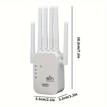 Repetidor de Señal WiFi, Extensor WiFi 300Mbps con 6 Antenas, Amplificador de Red Penetrante para Mayor Cobertura y Velocidad en Múltiples Escenarios, Mejora de la Red Oficina, Colocación Versátil, Enchufe Estándar EE. UU., Extensión Wifi Hogareña, Repet