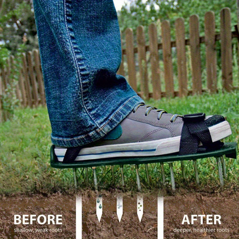 1 Par de Zapatos de Jardín con Uña de 1,65 Pulgadas de Largo - Aerador de Césped de Plástico y Hierro de Alta Resistencia, Punta de Resina Epoxy Autoequilibrada para Suavizar el Turf y la Cosecha de Césped Artificial - Herramienta de Jardín Manual para C