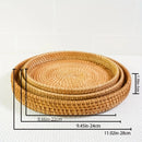 Cesta de frutas tejida a mano de rafia - Bandeja redonda de madera natural con patrón de cuadros, segura para alimentos, decoración de cocina y comedor para Halloween, Navidad, Pascua, Acción de Gracias, Hanukkah, idea de regalo de Acción de Gracias, dec