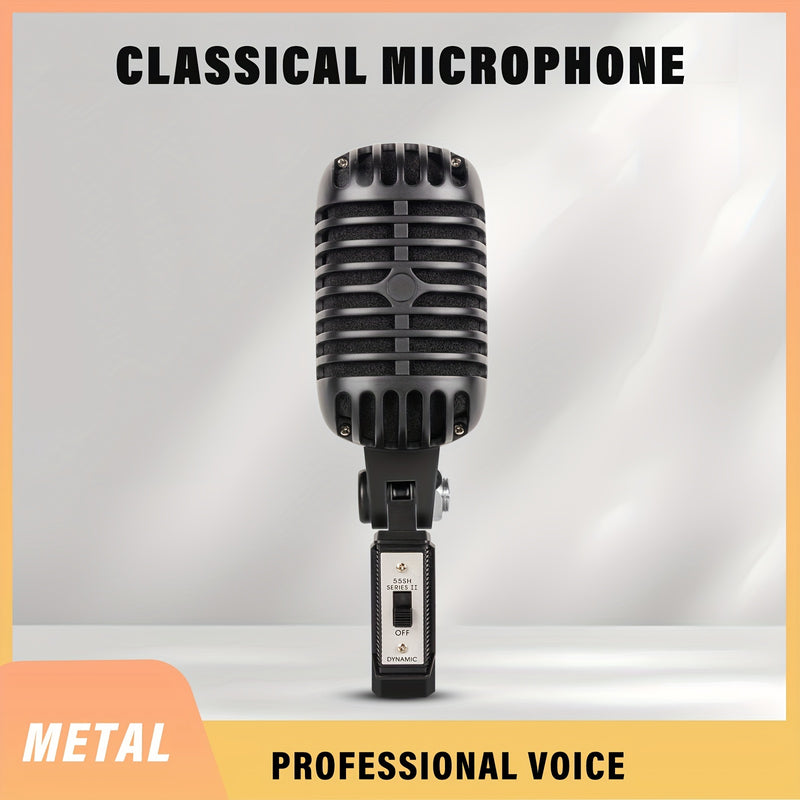 Microfono Dinámico Vintage XGeS - Micrófono Vocal Retro de Metal con Alimentación USB para Karaoke, Streaming y Grabación, Estudio Profesional & Actuaciones en Vivo con Soporte Colgante, Equipo de Karaoke, Diseño Clásico, Construcción Duradera
