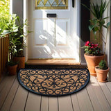 1 pieza, felpudo semicircular a rayas negras con base antideslizante de peluche, lavable a máquina, alfombra de poliéster para cocina, comedor, pasillo, baño o dormitorio, decoración del hogar, uso todo el año