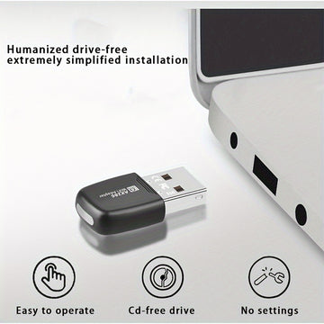 Adaptador sin varillas WiFi6 USB de 286Mbps, Tarjeta LAN inalámbrica para escritorio y portátil, 2.4 GHz, compatible con el protocolo sin varillas 802.11ax, mejor transmisión y cobertura, mayor rendimiento a través del muro, solo compatible con Windows/7
