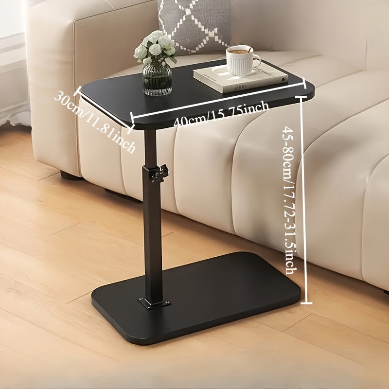 Mesita Ajustable de Estilo Elegante con Tapete de Madera - Escritorio Portátil para Café sobre Estructura de Hierro, Ideal para Sala de Estar, Dormitorio, Ocio al Aire Libre y Espacios Pequeños