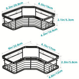 2pcs Estantes de Esquina de Hierro Fundido Lacado en Negro, Organizador de Baño Montado en la Pared con Ganchos, Cestas de Almacenamiento de Acero Inoxidable para Accesorios de Baño, Organizadores y Almacenamiento de Baño