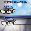 Lámpara de pared LED solar con tres cabezales separados, sensor exterior, impermeable IP55, patio, iluminación, lámpara de pared, luz de emergencia-9