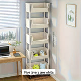 Estantería de Almacenamiento Plástica Blanca con 5 Niveles y Ruedas—Adecuada para Espacios Estrechos, Organizador al Piso con Diseño Sencillo para el Hogar, Ideal para Habitaciones Pequeñas