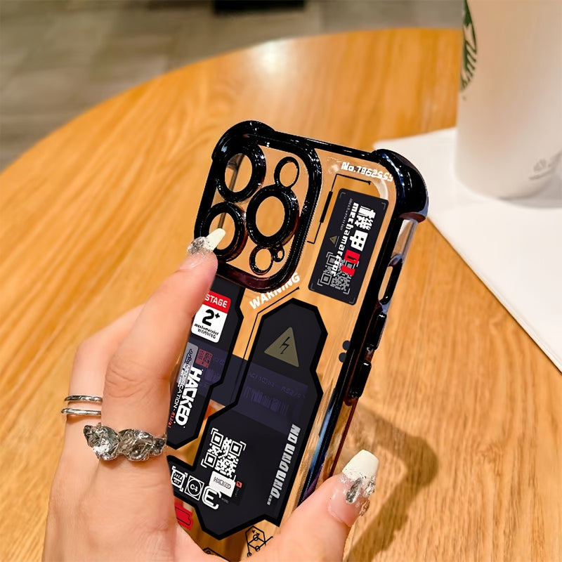 Estuche de teléfono con patrón de tarjeta de circuito creativo compatible con Iphone 16, 15, 14, 13, 12, 11 Pro Max, X, XR, XS Max, 8, 7 Plus, con un respaldo transparente suave para caídas