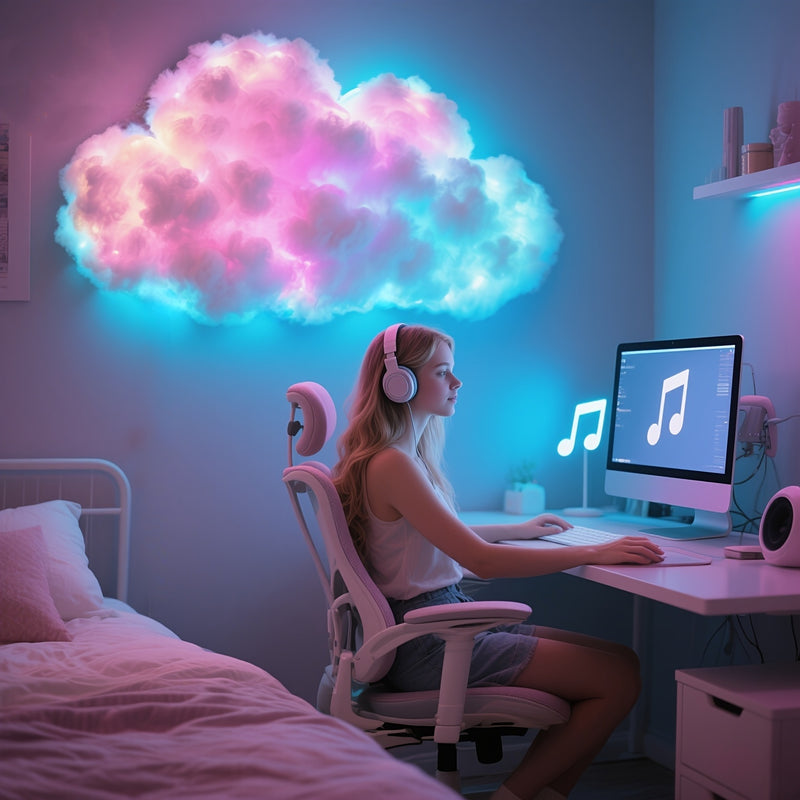 Luz LED mágica 3D AJK con nube eléctrica - Luz de pared RGB multicolor con alimentación USB, colores ajustables, diseño fantástico geométrico para salas de juego, Navidad, Halloween, fiestas de DJ, clubes, iluminación temática, acabado pulido.