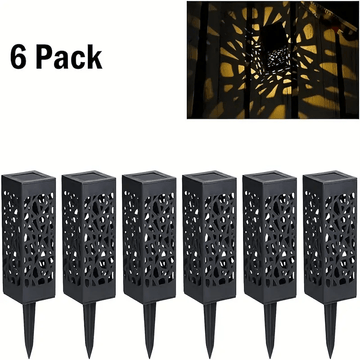 6 luces solares LED para jardín, luces para patio al aire libre, luces de césped con diseño retro hueco, adecuadas para Navidad, jardines, paisajes y céspedes.