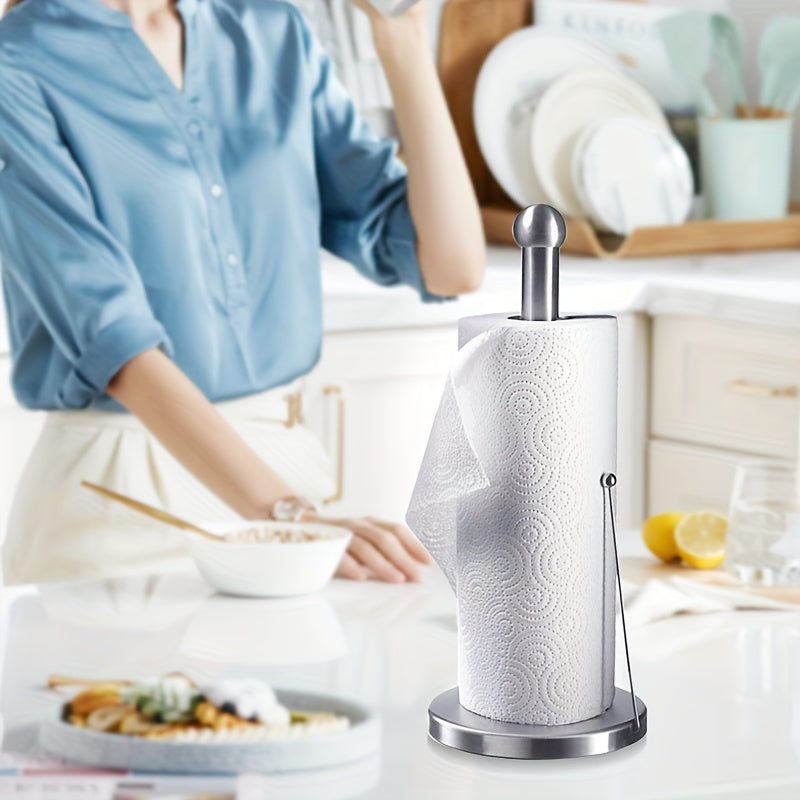 Soporte De Papel De Acero Inoxidable, Dispensador De Rollos De Cocina De Pie En La Encimera, Fácil De Rasgar, No Requiere Perforación, Diseño Moderno Para Uso Doméstico Y Comercial