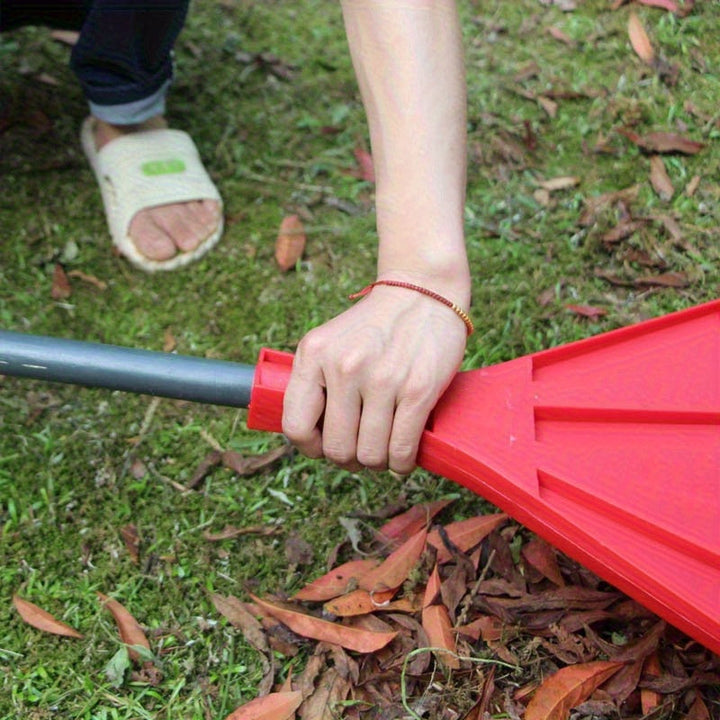 Rastrillo de Plástico Resistente con Mango Ergonómico Naranja - Herramienta de Gran Capacidad para Hojas Otoñales, Cortacésped y Mantenimiento del Jardín, Sin Necesidad de Electricidad