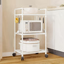 Carrito de cocina de 3 niveles con ruedas, estilo vintage, con estantes de almacenamiento de metal y plástico, diseño que ahorra espacio para tostadora de pan y almacenamiento de pequeños electrodomésticos, organizador de despensa de alimentos, fácil mon