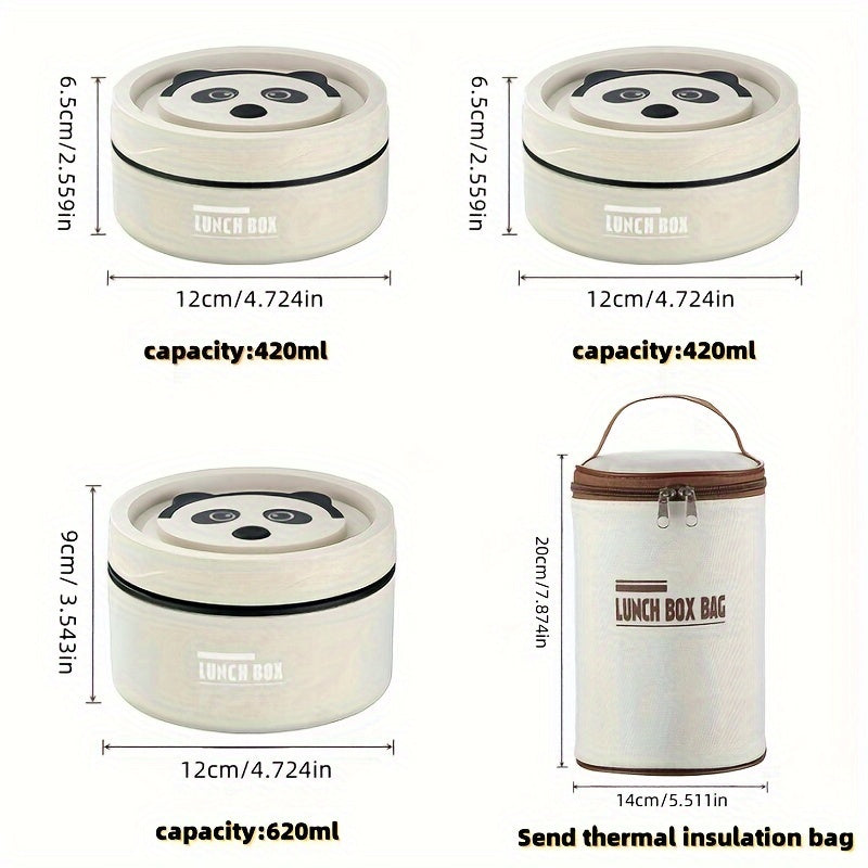 1 Lonchera aislante de acero inoxidable 304 grado alimenticio, con tapa independiente para comidas separadas, sin fugas y con asa, ideal para oficina, escuela o viajes, apta para ensaladas, nueces o fideos, no requiere electricidad