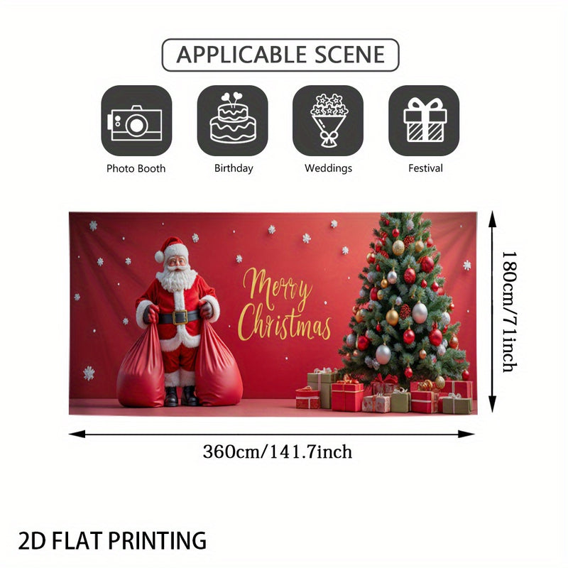 Lámpara de puerta 2D, 1 pieza, con diseño navideño con Papá Noel y árbol de Navidad - Poliéster duradero, no necesita energía eléctrica, ideal para decoración navideña, regreso a la escuela, fiestas hawaianas y de Halloween, decoración de jardines y habi