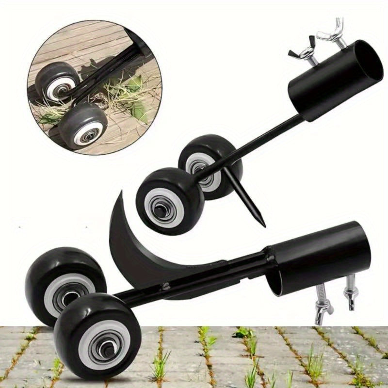 Rollo de arrancador de malezas de jardín de doble acción, herramienta multifuncional para arrancar malezas en grietas, eliminador de malezas de escaleras, control eficiente de malezas con rodillo, diseño sin doblar para espacios al aire libre, construcci